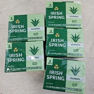 IRISH SPRING 3.2 Oz. Classic Aloe Mist Bars Of Soap 2‎ Pack Lot Of 5 (10 Bars)